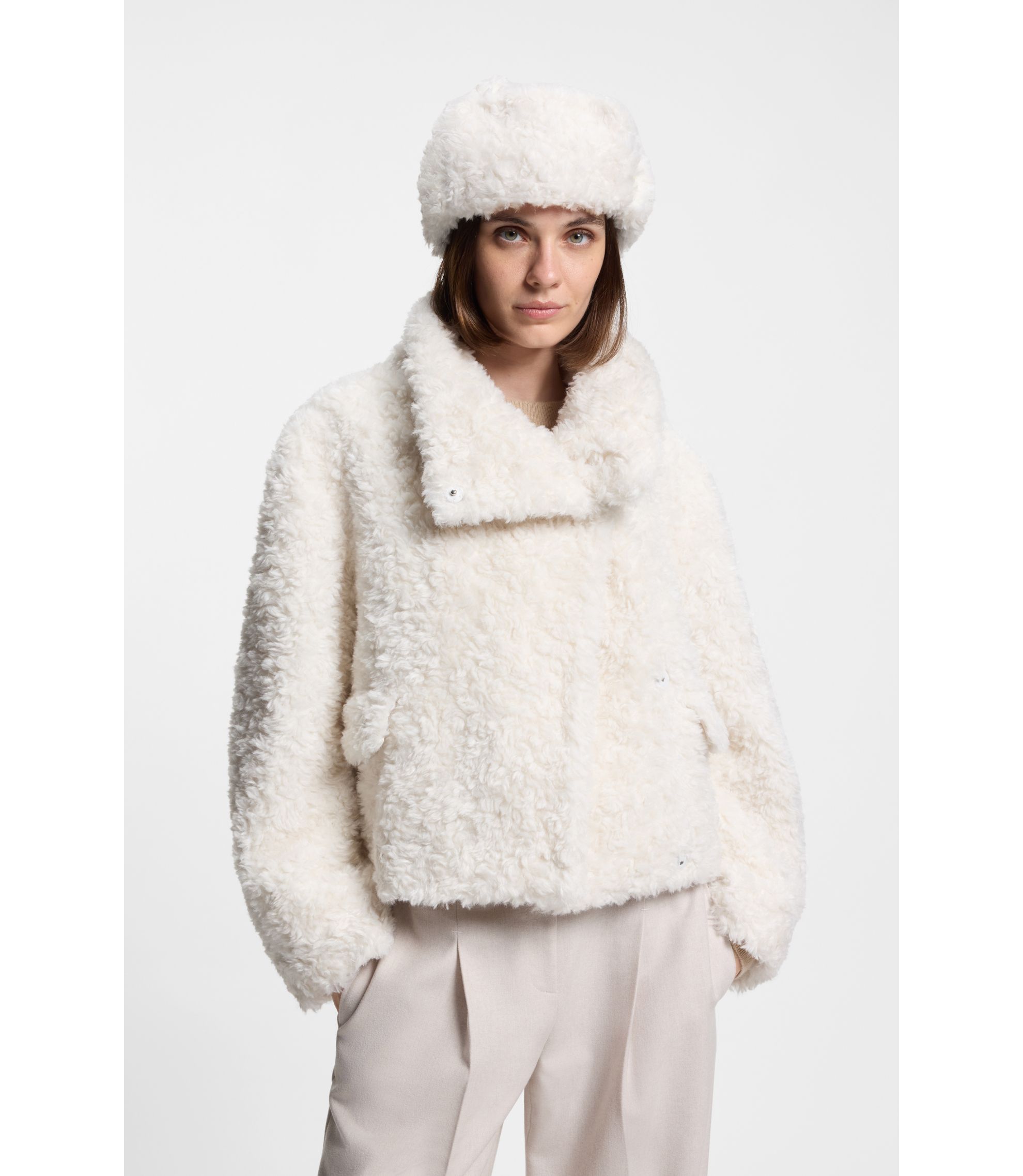 BOSS - BOSS x Steiff teddy coat in a relaxed fit - White