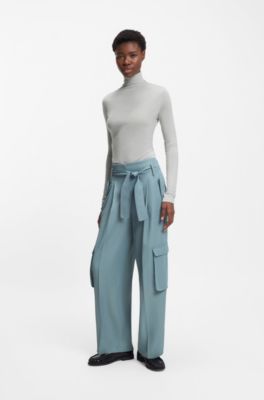 Jersey top with high neckline, Silver
