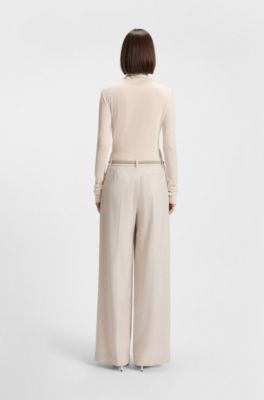 Jersey top with high neckline, White