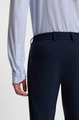 Printed slim-fit shirt in flex-weave fabric, Light Blue