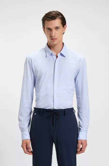 Printed slim-fit shirt in flex-weave fabric