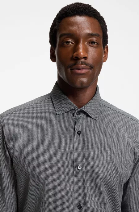 Slim-fit shirt in cotton-blend jacquard