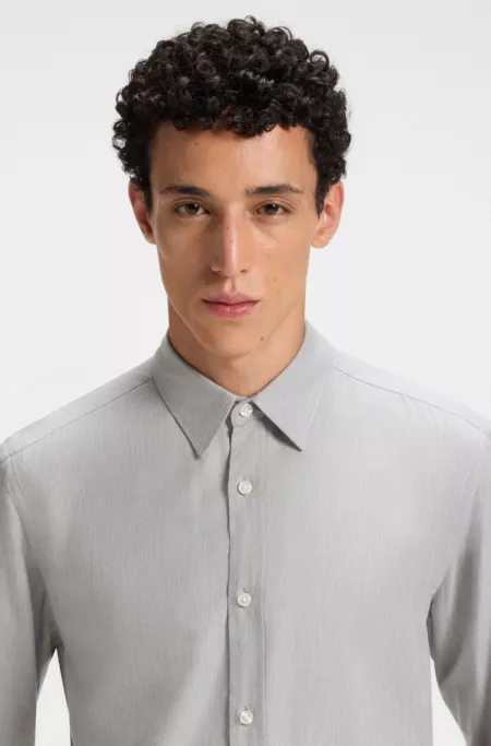 Regular-fit shirt in cotton-blend flannel