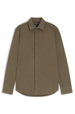 Camisa regular fit en pana fina, Marr&oacute;n claro