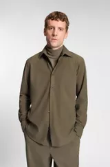 Regular-fit shirt in baby corduroy, Light Brown