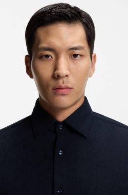 Regular-fit shirt in baby corduroy, Dark Blue