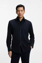 Regular-fit shirt in baby corduroy, Dark Blue