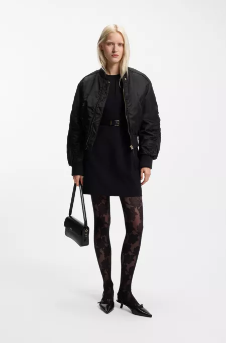 Ruched-detail bomber jacket with water-repellent finish