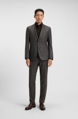 Slim-fit shirt in mercerised cotton, Dark Brown