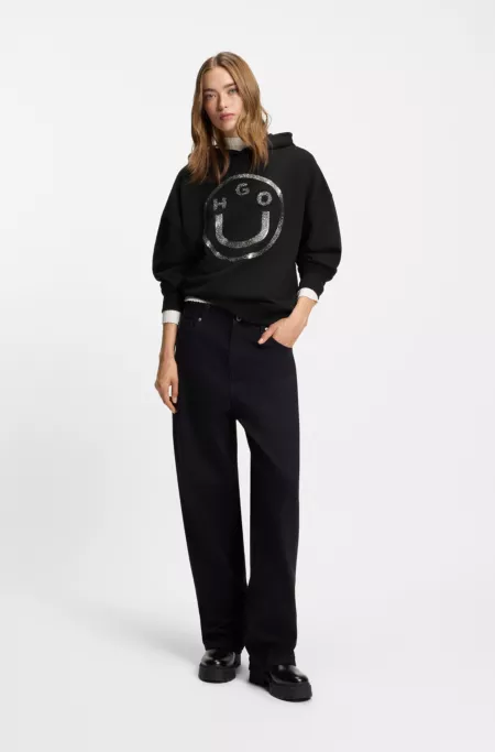 Happy-HUGO hoodie in cotton terry