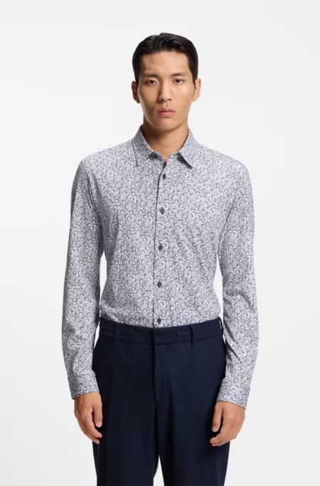 Printed slim-fit shirt in a cotton blend