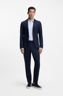 Camisa slim fit de algod&oacute;n estampado, Celeste