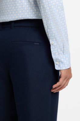 Printed slim-fit shirt in a cotton blend, Light Blue