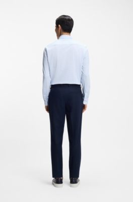 Camisa slim fit de algod&oacute;n estampado, Celeste