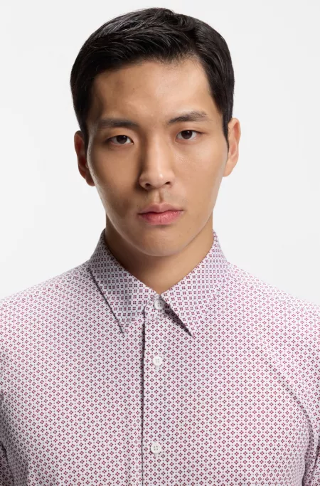 Printed slim-fit shirt in a cotton blend