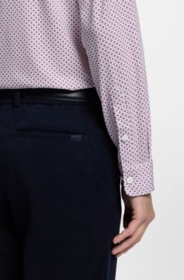 Chemise Slim en coton m&eacute;lang&eacute; imprim&eacute;, Rouge sombre