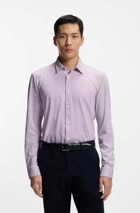 Printed slim-fit shirt in a cotton blend