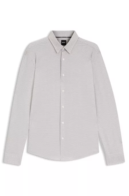 Printed slim-fit shirt in Italian performance-stretch jersey