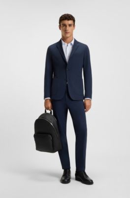 Chemise Slim imprim&eacute;e en jersey stretch performant italien, bleu clair