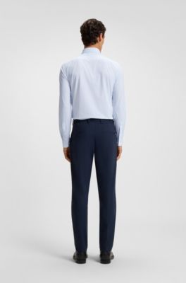 Camisa slim fit en punto t&eacute;cnico el&aacute;stico estampado hecho en Italia, Celeste