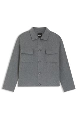 Chaqueta relaxed fit en mezcla de lana jaspeada, Gris claro
