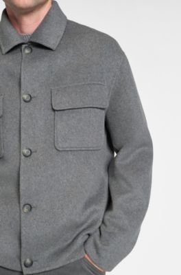 Veste Relaxed en laine m&eacute;lang&eacute;e chin&eacute;e, Gris chin&eacute;