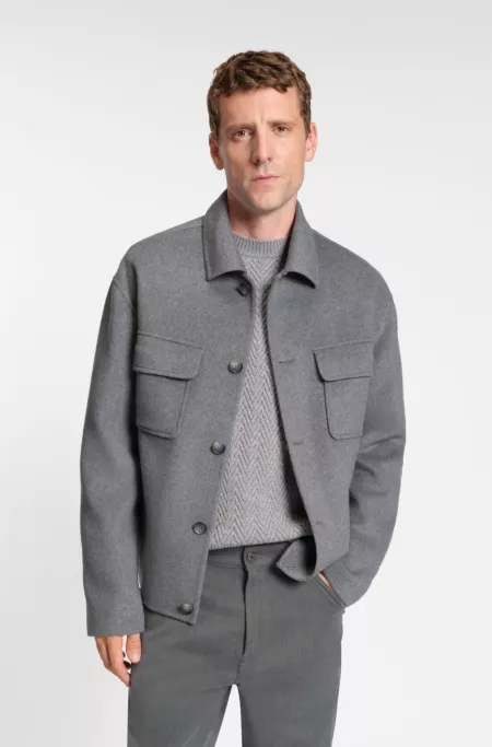 Melange relaxed-fit jacket in a wool blend
