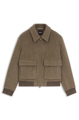 Relaxed-fit jacket in a herringbone-patterned alpaca blend, Light Brown