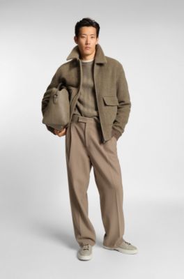 Relaxed-fit jacket in a herringbone-patterned alpaca blend, Light Brown