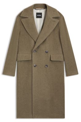 Alpaca-blend coat with double-breasted closure, Light Brown