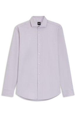Camisa regular fit en sarga de algod&oacute;n estampado, Rosa claro