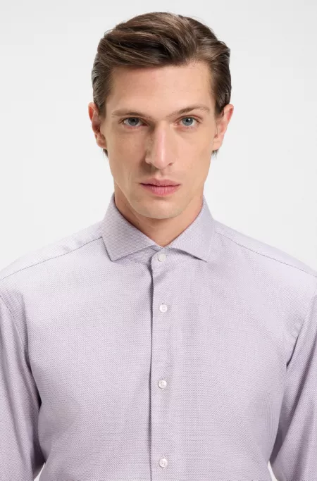 Printed regular-fit shirt in cotton twill