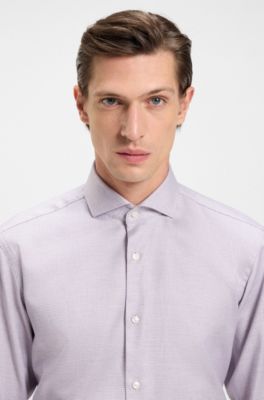 Printed regular-fit shirt in cotton twill, light pink