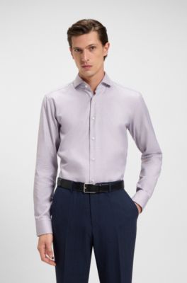 Camisa regular fit en sarga de algod&oacute;n estampado, Luz p&uacute;rpura