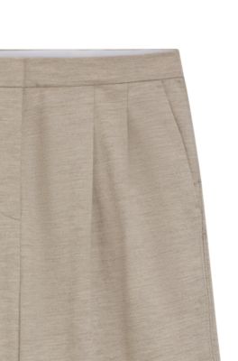 Pantalones relaxed fit en lana virgen, Marr&oacute;n claro