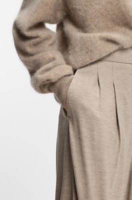 Pantalones relaxed fit en lana virgen, Marr&oacute;n claro