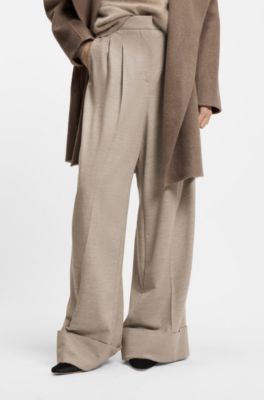 Relaxed-fit trousers in virgin wool, Light Brown