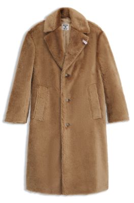 BOSS x Steiff coat in textured wool and cotton, Beige