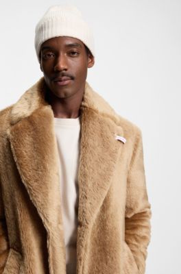 BOSS x Steiff coat in textured wool and cotton, Beige