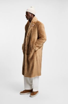 BOSS x Steiff coat in textured wool and cotton, Beige