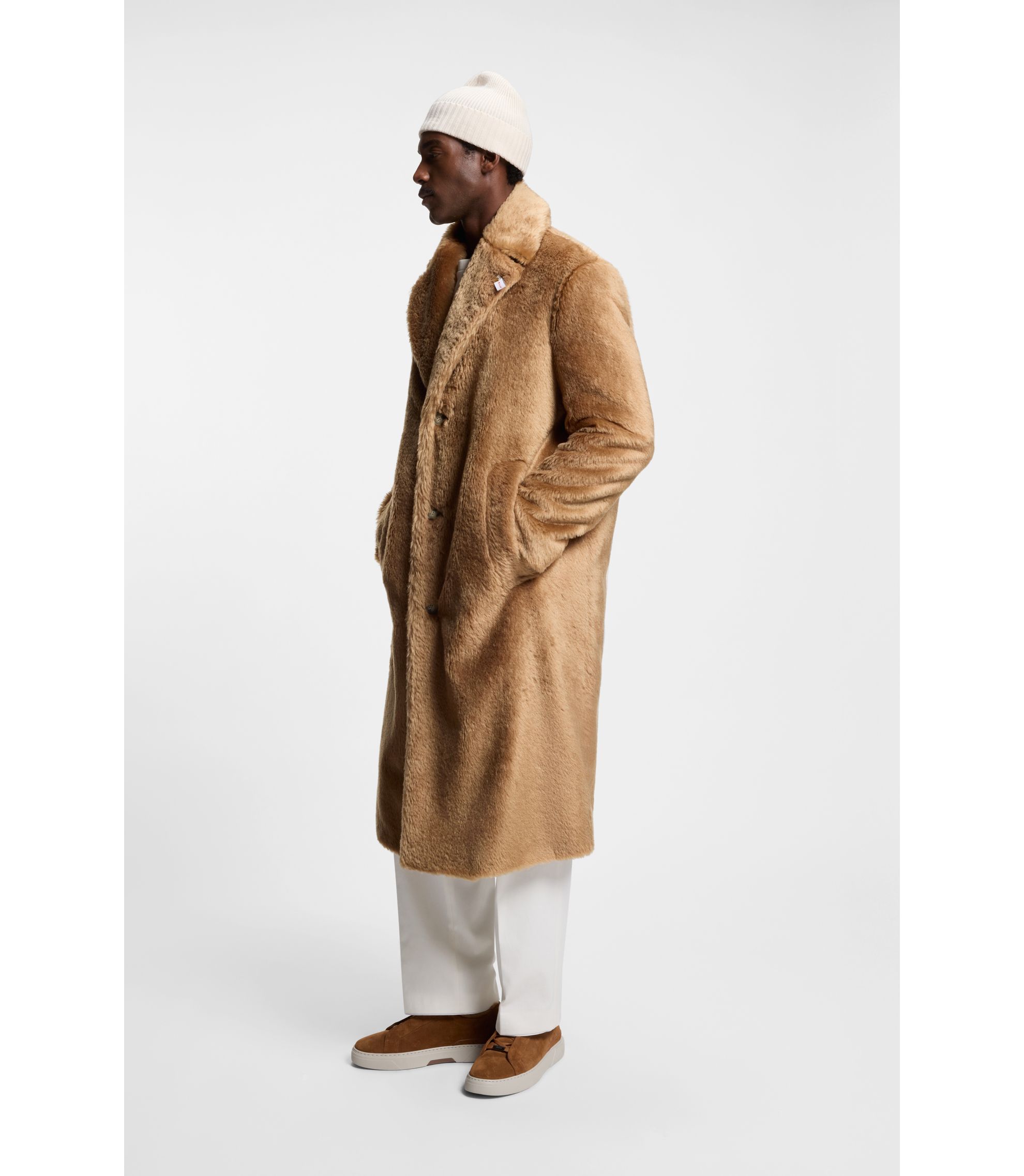 BOSS - BOSS x Steiff coat in textured wool and cotton - Beige
