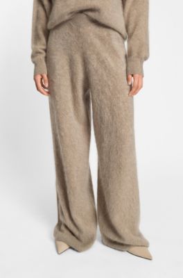 Washed-cashmere trousers with wide leg, Dark Grey