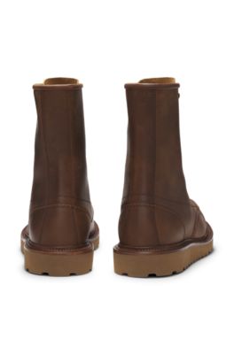 BECKHAM x BOSS half boots in leather, Light Brown