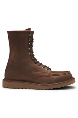 BECKHAM x BOSS half boots in leather, Light Brown