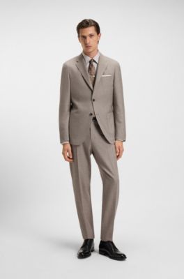 Micro-patterned tapered-fit trousers virgin wool