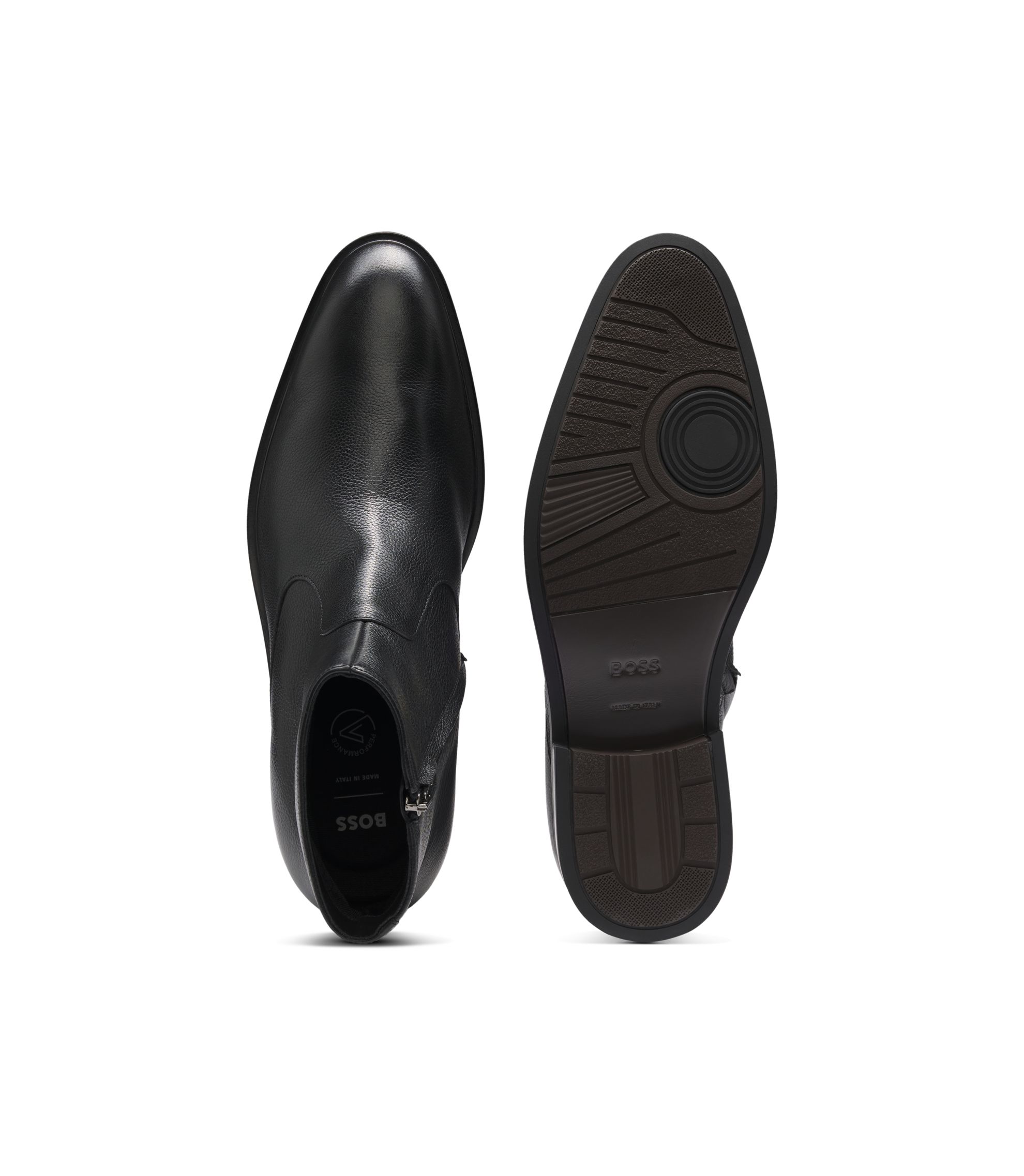 Hugo Boss Ankle Booties Square Toe Patent Leather Black Men’s 9 Lateral Zip BOSS - Side-zip boots in leather - Black main image 3
