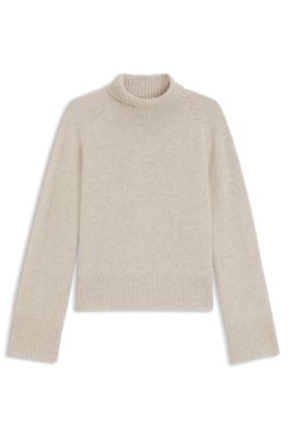 Pull &agrave; col roul&eacute; Relaxed en cachemire &agrave; manches raglan, Blanc