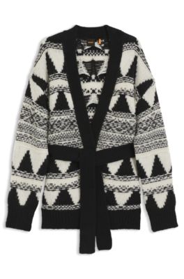 C&aacute;rdigan de punto jacquard en mezcla de lana italiana con cintur&oacute;n, Fantas&iacute;a