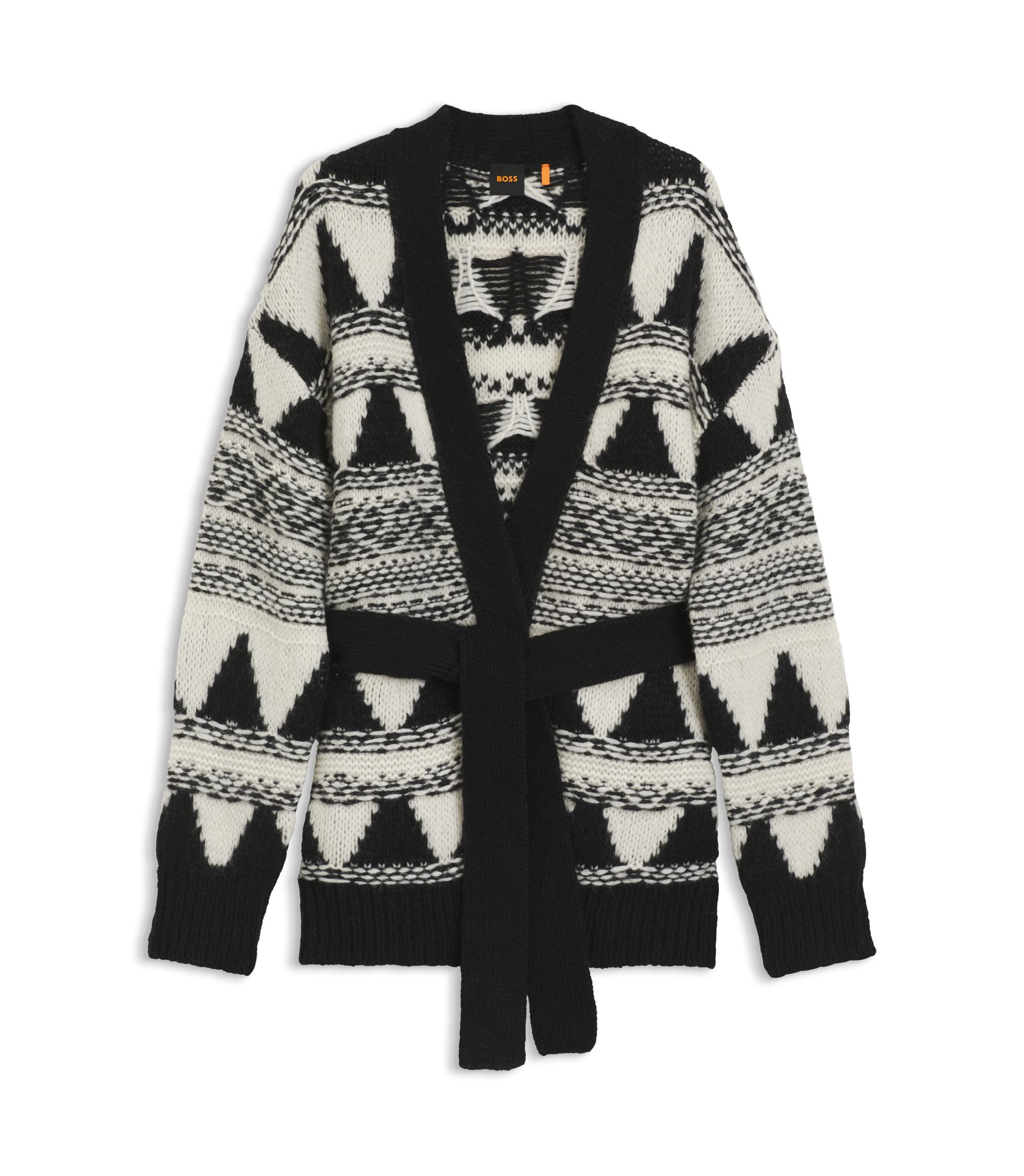 BOSS - Italian-yarn cardigan with jacquard knit - Patterned