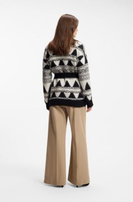 C&aacute;rdigan de punto jacquard en mezcla de lana italiana con cintur&oacute;n, Fantas&iacute;a